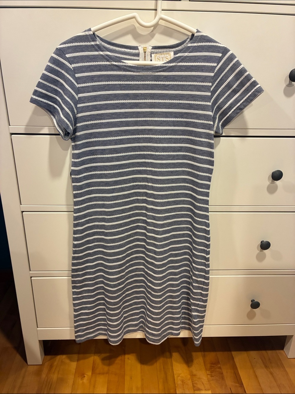Sail to Sable Blue & White Striped Short-Sleeve Mini Dress